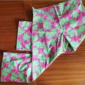 Ladies Key West pink green elephant print pants size 10